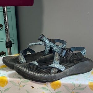 Chaco Strappy Blue and Black Sandals